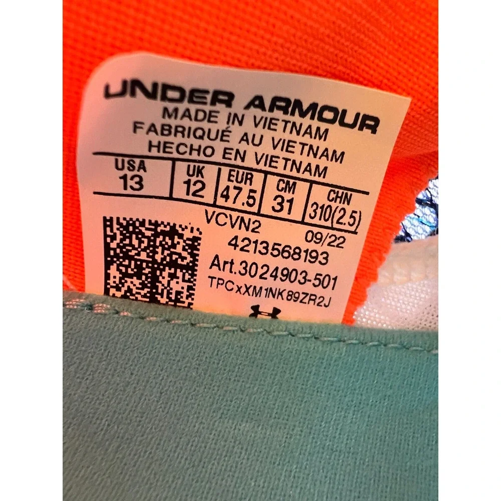 Under Armour Flow Velociti Wind 2 Running Sonar Blue Orange Blast Men's Size 13 - Picture 3 of 12